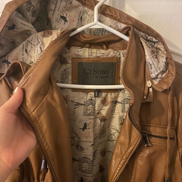 Faux leather jacket with removable hood - Picture 3 of 7